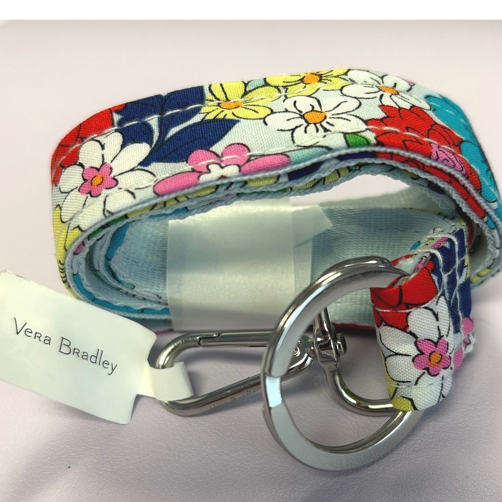 Vera Bradley Wide Lanyard Far Out Floral Multicolor Neck ID Holder 28181-U67 NEW